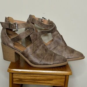 Brown cutout booties